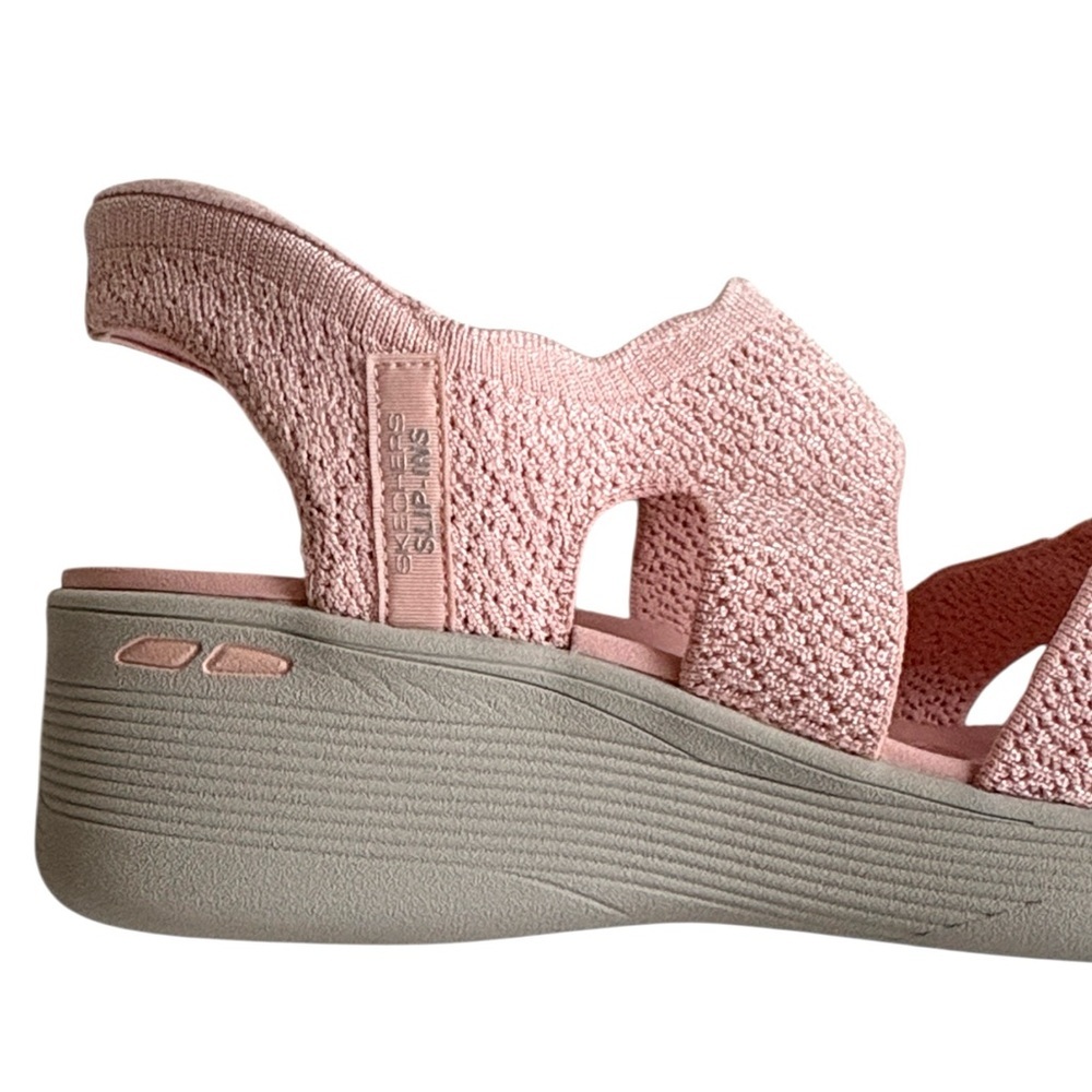 Skechers Pink Textured Wedge Sandals - Picture 5 of 9